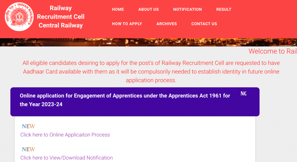 Central Railway Apprentice Recruitment 2025 Apply Online for 2424