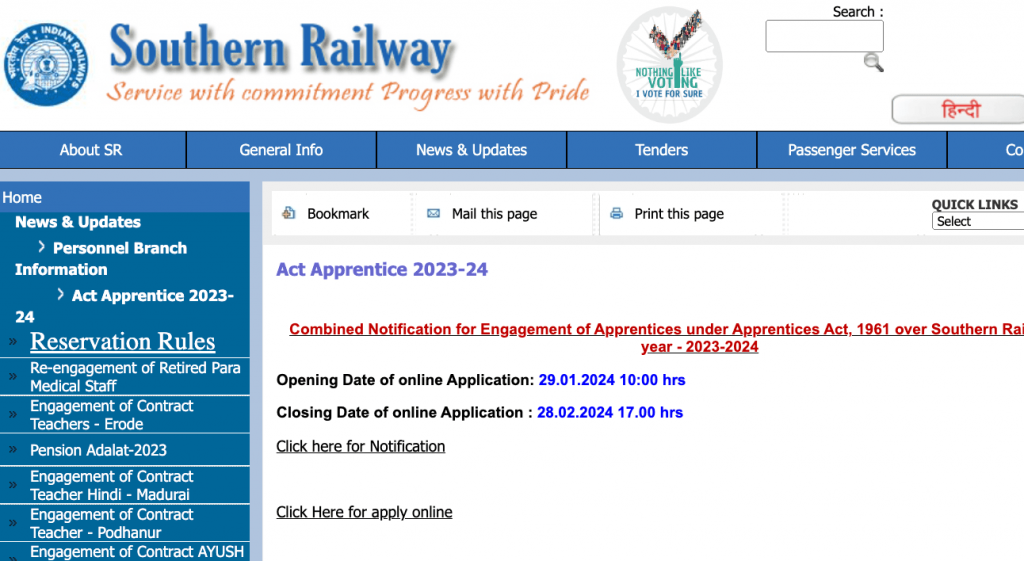 Southern Railway Apprentice Recruitment 2025 Apply Online for 2860